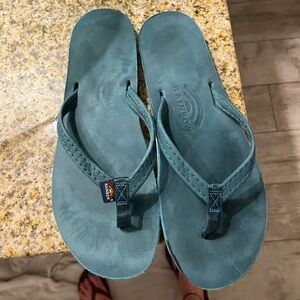 Rainbow turquoise teal sandals women